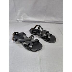 Torrid Strappy Gladiator Sandals Plus Size 9.5WW Black Flat Ankle Buckle Strap